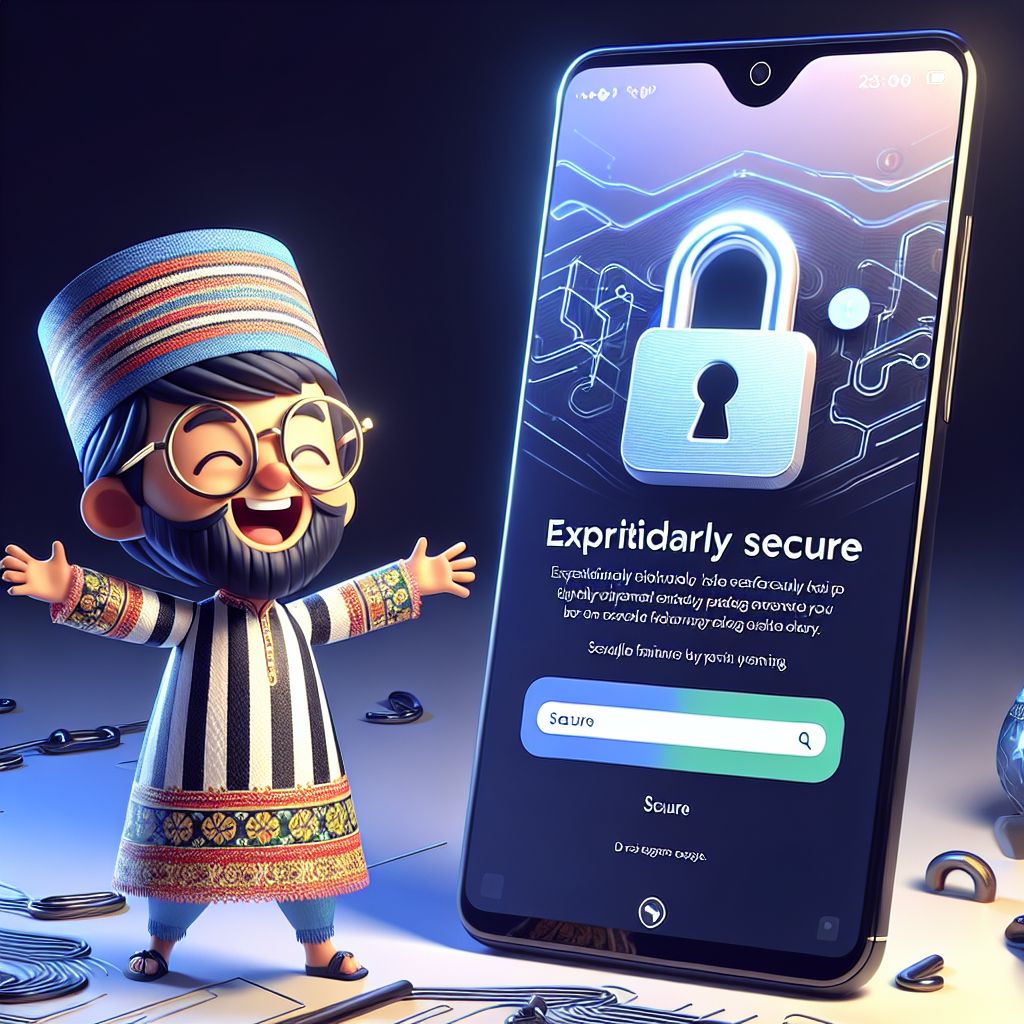 Cartoon character holding a phone with a secure login screen and Taka4444 branding